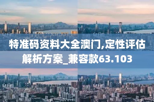 特准码资料大全澳门,定性评估解析方案_兼容款63.103