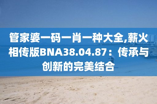 管家婆一码一肖一种大全,薪火相传版BNA38.04.87：传承与创新的完美结合