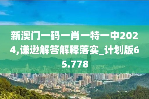 新澳门一码一肖一特一中2024,谦逊解答解释落实_计划版65.778
