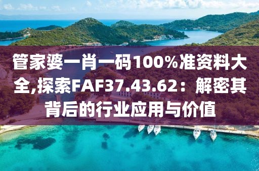 管家婆一肖一码100%准资料大全,探索FAF37.43.62：解密其背后的行业应用与价值