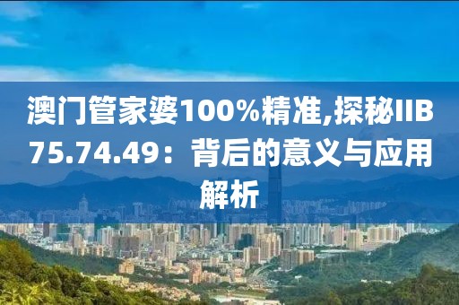 澳门管家婆100%精准,探秘IIB75.74.49：背后的意义与应用解析