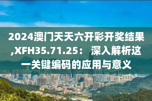 2024澳门天天六开彩开奖结果,XFH35.71.25： 深入解析这一关键编码的应用与意义
