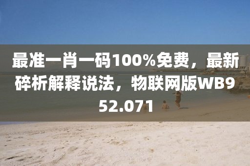 最准一肖一码100%免费，最新碎析解释说法，物联网版WB952.071