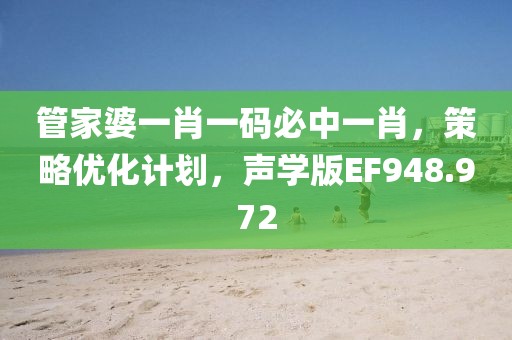 管家婆一肖一码必中一肖，策略优化计划，声学版EF948.972