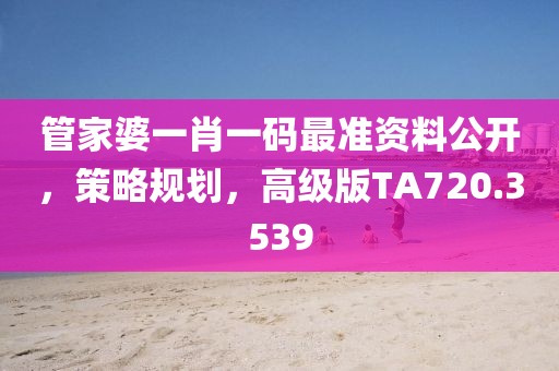 管家婆一肖一码最准资料公开，策略规划，高级版TA720.3539