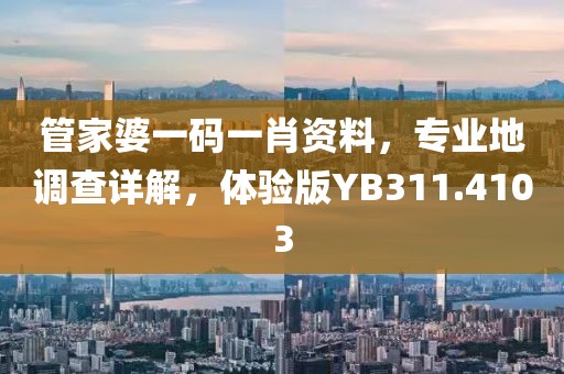 管家婆一码一肖资料，专业地调查详解，体验版YB311.4103