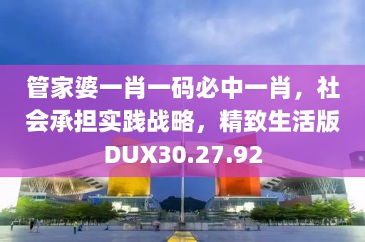 管家婆一肖一码必中一肖，社会承担实践战略，精致生活版DUX30.27.92