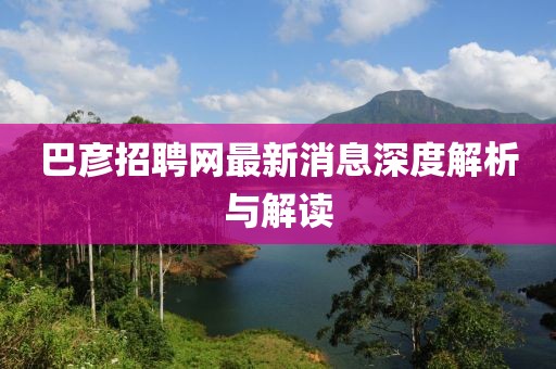 巴彦招聘网最新消息深度解析与解读
