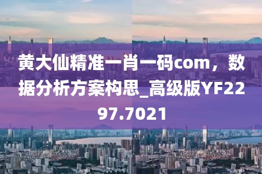 黄大仙精准一肖一码com，数据分析方案构思_高级版YF2297.7021