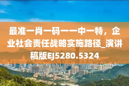 最准一肖一码一一中一特，企业社会责任战略实施路径_演讲稿版EJ5280.5324