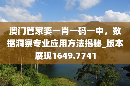 澳门管家婆一肖一码一中，数据洞察专业应用方法揭秘_版本展现1649.7741