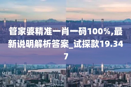 管家婆精准一肖一码100%,最新说明解析答案_试探款19.347
