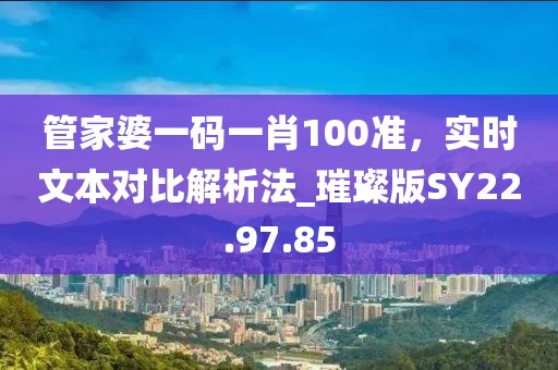 管家婆一码一肖100准，实时文本对比解析法_璀璨版SY22.97.85
