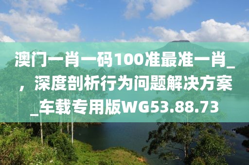澳门一肖一码100准最准一肖_，深度剖析行为问题解决方案_车载专用版WG53.88.73