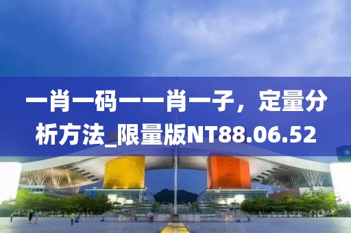 一肖一码一一肖一子，定量分析方法_限量版NT88.06.52