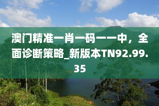 澳门精准一肖一码一一中，全面诊断策略_新版本TN92.99.35