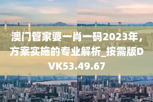 澳门管家婆一肖一码2023年，方案实施的专业解析_按需版DVK53.49.67