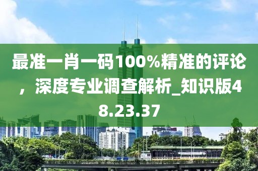 最准一肖一码100%精准的评论，深度专业调查解析_知识版48.23.37
