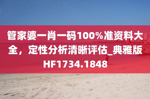 管家婆一肖一码100%准资料大全，定性分析清晰评估_典雅版HF1734.1848