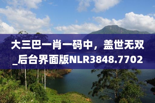 大三巴一肖一码中，盖世无双_后台界面版NLR3848.7702