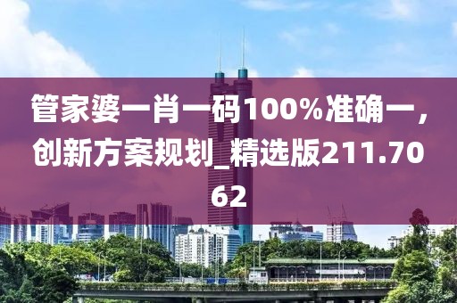 管家婆一肖一码100%准确一，创新方案规划_精选版211.7062