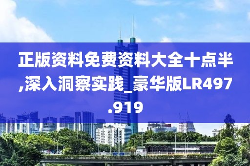 正版资料免费资料大全十点半,深入洞察实践_豪华版LR497.919