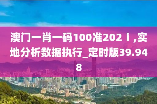 澳门一肖一码100准202ⅰ,实地分析数据执行_定时版39.948