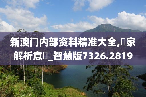 新澳门内部资料精准大全,專家解析意見_智慧版7326.2819