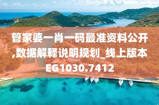 管家婆一肖一码最准资料公开,数据解释说明规划_线上版本EG1030.7412