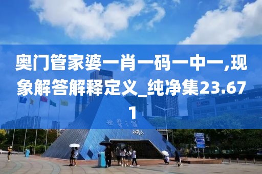 奥门管家婆一肖一码一中一,现象解答解释定义_纯净集23.671
