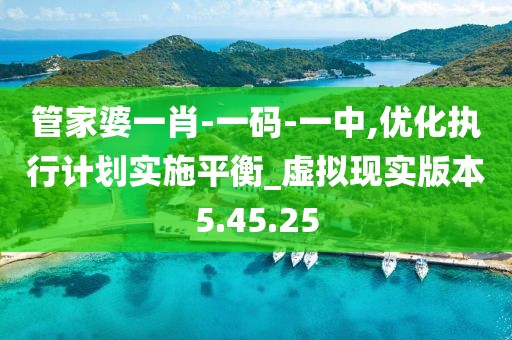 管家婆一肖-一码-一中,优化执行计划实施平衡_虚拟现实版本5.45.25