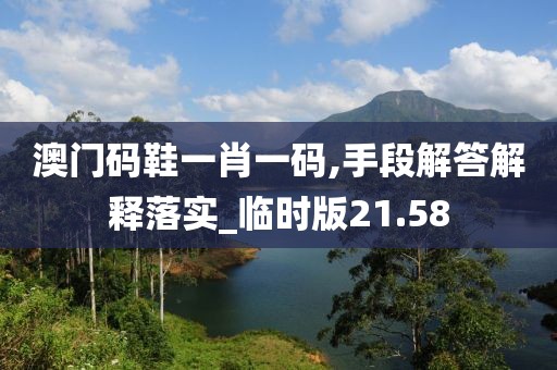 澳门码鞋一肖一码,手段解答解释落实_临时版21.58