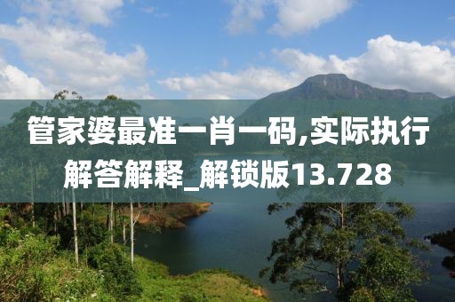 管家婆最准一肖一码,实际执行解答解释_解锁版13.728