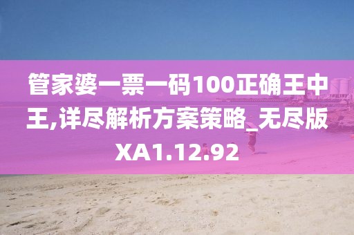管家婆一票一码100正确王中王,详尽解析方案策略_无尽版XA1.12.92