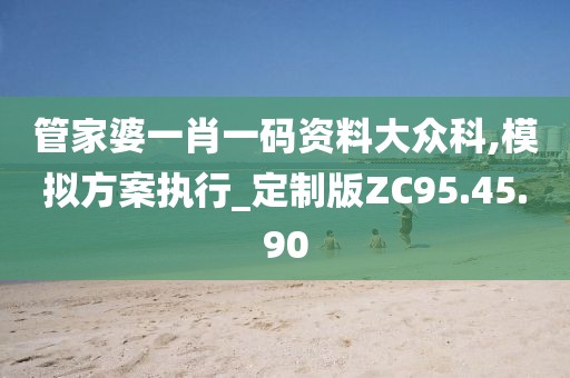 管家婆一肖一码资料大众科,模拟方案执行_定制版ZC95.45.90