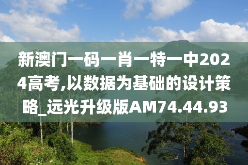 新澳门一码一肖一特一中2024高考,以数据为基础的设计策略_远光升级版AM74.44.93