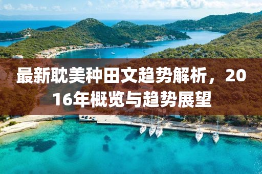 最新耽美种田文趋势解析，2016年概览与趋势展望