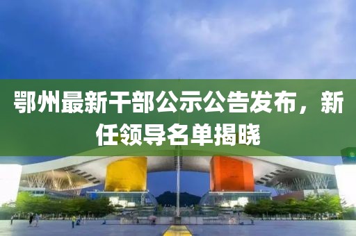 鄂州最新干部公示公告发布，新任领导名单揭晓