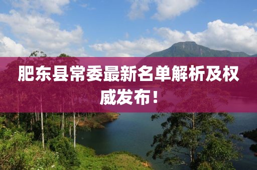 肥东县常委最新名单解析及权威发布！