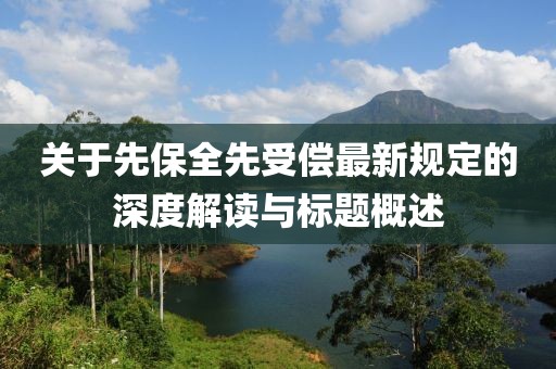 关于先保全先受偿最新规定的深度解读与标题概述