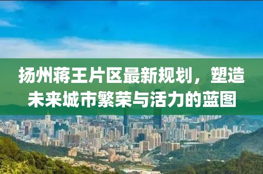 扬州蒋王片区最新规划，塑造未来城市繁荣与活力的蓝图