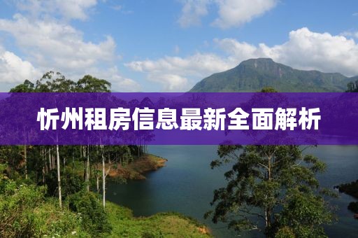 忻州租房信息最新全面解析