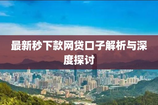 最新秒下款网贷口子解析与深度探讨