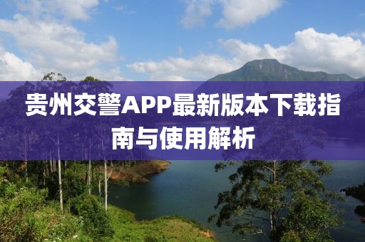 贵州交警APP最新版本下载指南与使用解析