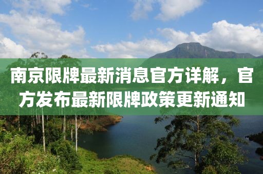南京限牌最新消息官方详解，官方发布最新限牌政策更新通知