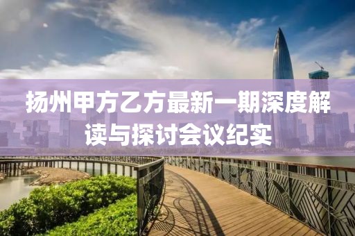 扬州甲方乙方最新一期深度解读与探讨会议纪实
