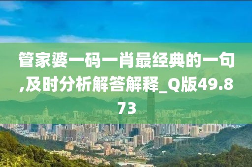 管家婆一码一肖最经典的一句,及时分析解答解释_Q版49.873