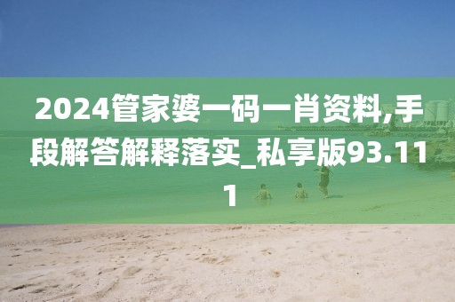 2024管家婆一码一肖资料,手段解答解释落实_私享版93.111