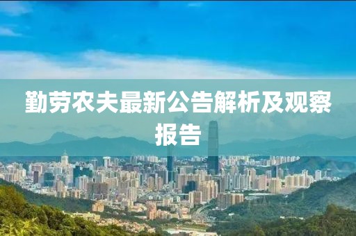 勤劳农夫最新公告解析及观察报告