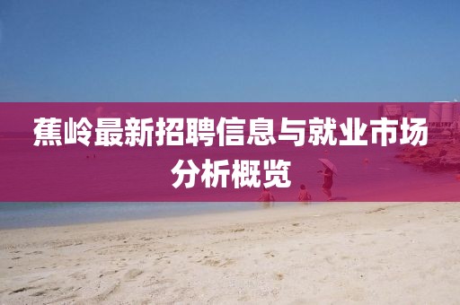蕉岭最新招聘信息与就业市场分析概览